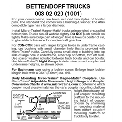 Micro Trains 003 02 020 Bettendorf Trucks Without Couplers 1 Pair