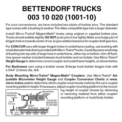 Micro Trains 003 10 020 Bettendorf Trucks Less Couplers (Black) 10 Pairs