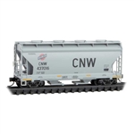 Micro-Trains N ACF 39' 2-Bay Center-Flow Covered Hopper Round Hatches Chicago & North Western #437016