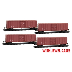 Micro-Trains 983 00 227 N 50' Rib-Side Plug-Door Boxcar No Roofwalk 4-Pack Jewel Case Norfolk Southern