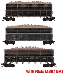 Micro-Trains 993 02 248 N 40' Drop-Bottom Gondola Extensions & Sugar Beet Load 3-Pack Foam Case Northern Pacific Weathered