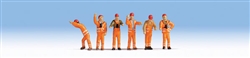 Noch 15275 HO Railroad Switch Crew Orange Uniforms Pkg 6