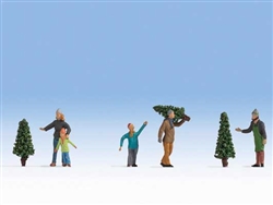 Noch N 36927 Christmas Tree Lot Figures 5 People 3 Trees