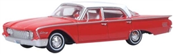 Oxford 87FF60001 HO 1960 Ford Fairlane 500 Town Sedan Assembled Monte Carlo Red Corinthian White