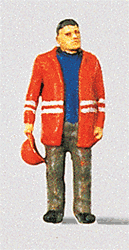 Preiser 28010 HO Individual Figure Railway Personel Modern Switchman w/Safety Jacket Hat Off