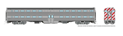 Rapido 145098 HO Budd Gallery Bi-Level Commuter Cab Coach Painted Unletteredered Stainless White Orange