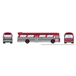 Rapido Trains Inc 573097 N 1959-1986 GM New Look-Fishbowl Bus with Working Headlights Assembled Red Silver