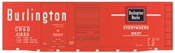 Tichy 10094O O Railroad Decal Set Chicago Burlington & Quincy 40' Double-Door Boxcar Chinese Red Car