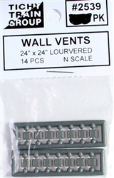 Tichy 2539 N Louvered Wall Vent Styrene Scale 24 x 24"