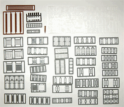 Tichy 2540 N Structure Part Assortment Styrene All N Scale Windows Doors Etc. & Steel Drums 164 Piece