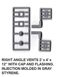 Tichy 3554 S Right Angle Vent Kit 12" Scale Diameter 2 x 4' Scale unpainted Matches #293-3555