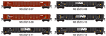 Trainworx 2521308 N 52'6" Corrugated Gondola Norfolk Southern 2 ex-PC Black White Yellow Conspicuity Marks 