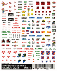 Woodland DT574 Dry Transfer Mini Service Station Signs